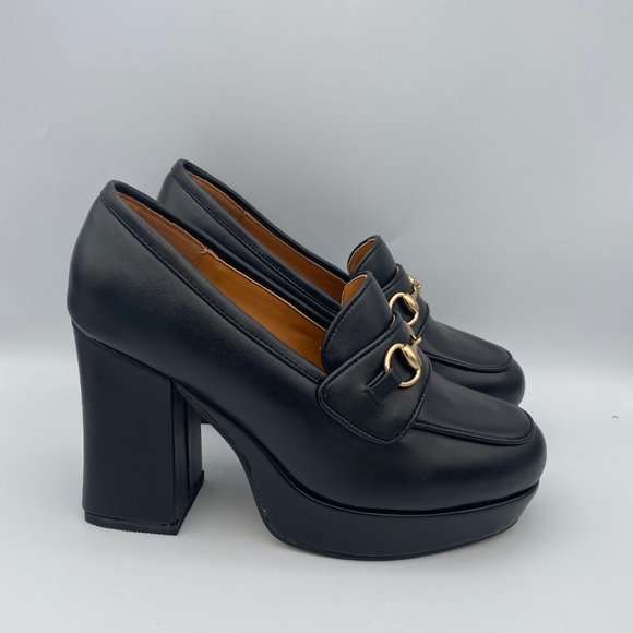 FOWT  Square Moc Toe Block Heel Platform Pumps - Picture 2 of 7